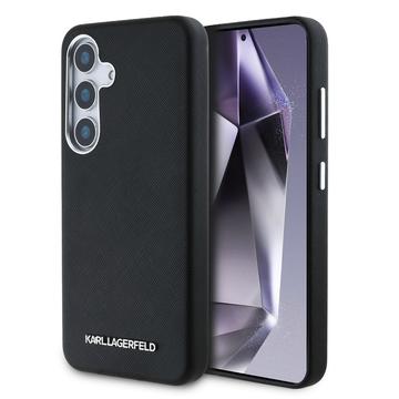 Samsung Galaxy S25 Karl Lagerfeld Étui avec logo en métal Saffiano - Noir