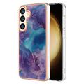 Coque Samsung Galaxy S25 en TPU Marble Pattern Galvanisé IMD - Violete / Bleue