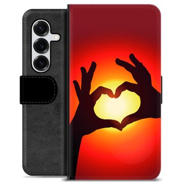 Étui Portefeuille Premium Samsung Galaxy S25+ - Silhouette de Coeur
