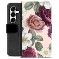Étui Portefeuille Premium Samsung Galaxy S25+ - Fleurs Romantiques