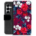 Étui Portefeuille Premium Samsung Galaxy S25+ - Fleurs Vintage