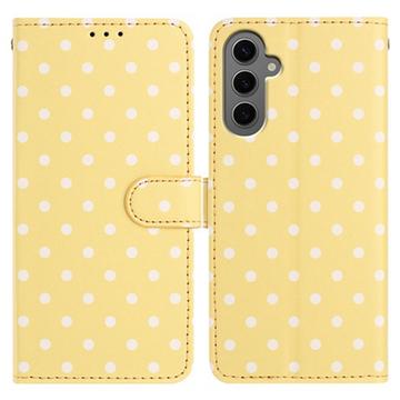 Étui portefeuille Samsung Galaxy S25 à motifs de pois - Jaune