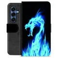 Étui Portefeuille Premium Samsung Galaxy S25 - Dragon Feu Bleu
