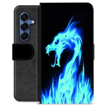 Étui Portefeuille Premium Samsung Galaxy S25 - Dragon Feu Bleu