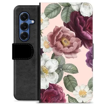 Étui Portefeuille Premium Samsung Galaxy S25 - Fleurs Romantiques