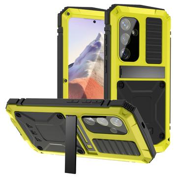 Coque Premium Samsung Galaxy S25 R-Just avec Kickstand et protecteur d\'écran en verre trempé - Jaune
