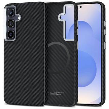 Coque plastique Samsung Galaxy S25 Tech-Protect Ion Carbon - Compatible MagSafe - Noire / Argente