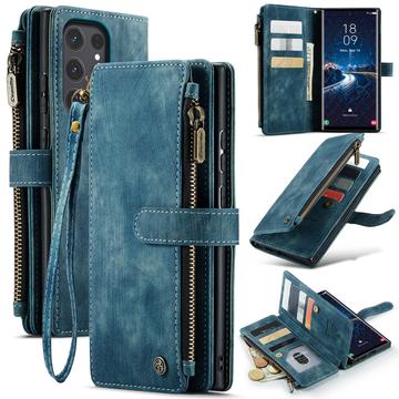 Étui Portefeuille Samsung Galaxy S25 Ultra Multifonctionnel Caseme C30 - Bleu