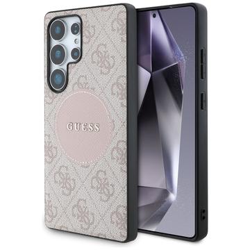 Coque Samsung Galaxy S25 Ultra Guess 4G Round Patch Classic Logo - Compatible MagSafe - Rose