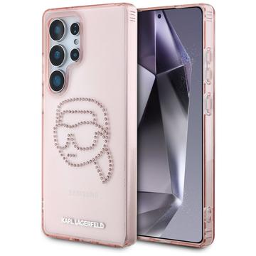 Coque Samsung Galaxy S25 Ultra Karl Lagerfeld Rhinestones Karl Head Logo - Rose
