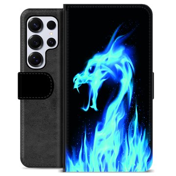 Étui Portefeuille Premium Samsung Galaxy S25 Ultra - Dragon Feu Bleu