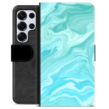 Étui Portefeuille Premium Samsung Galaxy S25 Ultra - Marbre Bleu