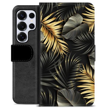 Étui Portefeuille Premium Samsung Galaxy S25 Ultra - Feuilles Dorées