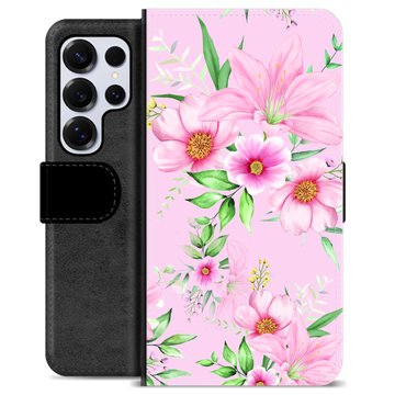 Étui Portefeuille Premium Samsung Galaxy S25 Ultra - Fleurs à L\'aquarelle