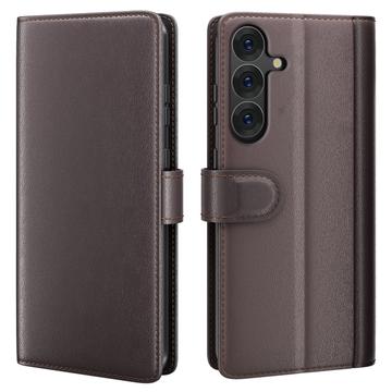 Étui Portefeuille Samsung Galaxy S25 en Cuir avec Béquille - Marron