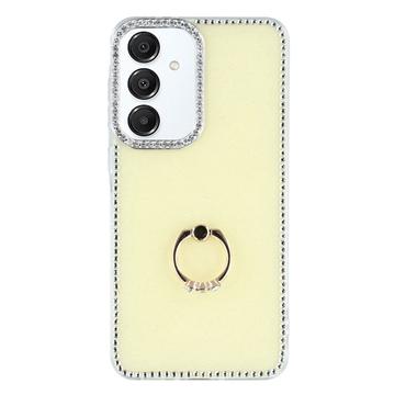 Coque Hybride Samsung Galaxy S25+/S24+ CrystalGlow avec support à anneau - Jaune