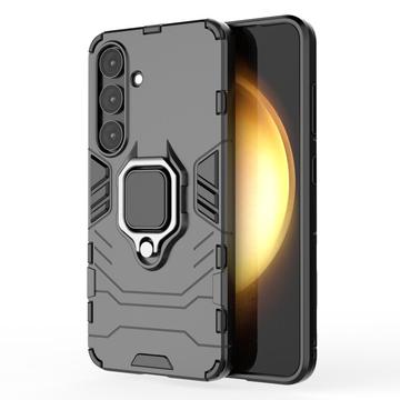 Coque Hybride Samsung Galaxy S25+ avec Support Bague - Noire