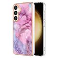 Coque Samsung Galaxy S25+ en TPU Marble Pattern Galvanisé IMD - Bleue / Rose
