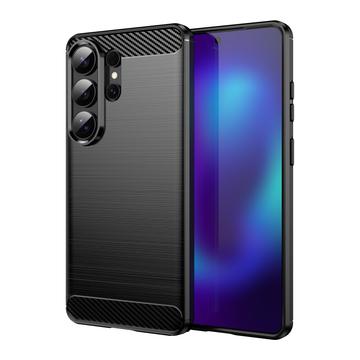 Coque Samsung Galaxy S26 Ultra en TPU Brossé - Fibre de Carbone - Noire