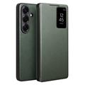 Étui à Rabat Samsung Galaxy S26+ en Cuir Qialino Smart View - Vert