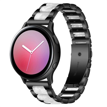 Bracelet en Acier Inoxydable Samsung Galaxy Watch4/Watch4 Classic/Watch5/Watch6/Watch FE/Watch7 - Gris Perle / Noir