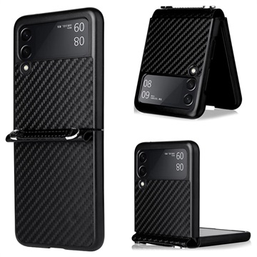Coque Samsung Galaxy Z Flip3 5G avec Lanière - Fibre de Carbone - Noire