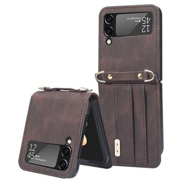 Coque Hybride Samsung Galaxy Z Flip4 avec Porte-Cartes - Marrone