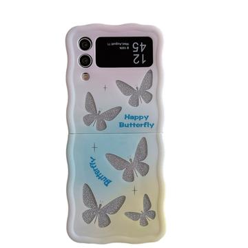 Étui TPU Samsung Galaxy Z Flip4 Glitter Wavy Edge - Butterflies