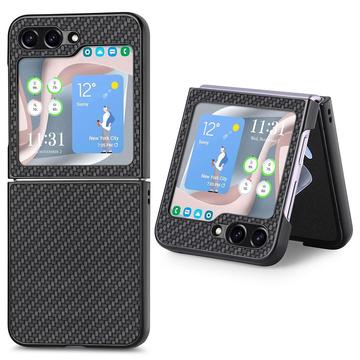 Coque Hybride pour Samsung Galaxy Z Flip5 - Fibre de Carbone - Noire