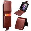 Etui Portefeuille Samsung Galaxy Z Flip5 en Cuir Qialino Classic - Marron Foncé