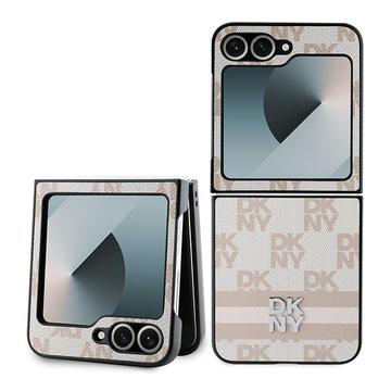 Coque Samsung Galaxy Z Flip6/Z Flip7 FE DKNY Motif à carreaux et rayures - Rose