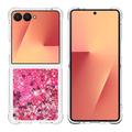 Coque Samsung Galaxy Z Flip7 en TPU Glitter Quicksand - Coeurs roses
