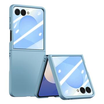 Coque Samsung Galaxy Z Flip7 en plastique avec protecteur d\'écran extérieur en verre trempé - Azur Clair