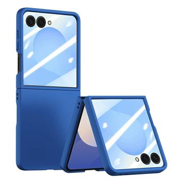 Coque Samsung Galaxy Z Flip7 en plastique avec protecteur d\'écran extérieur en verre trempé - Bleu foncé