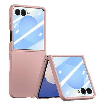 Coque Samsung Galaxy Z Flip7 en plastique avec protecteur d\'écran extérieur en verre trempé - Rose
