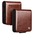 Etui Portefeuille Samsung Galaxy Z Flip7 en Cuir Qialino Classic - Marron Foncé