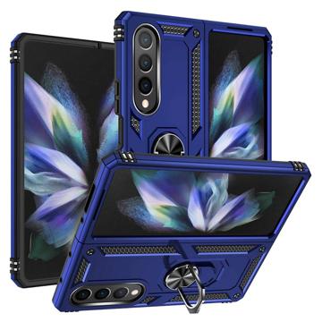 Coque Hybride Samsung Galaxy Z Fold4 avec Béquille en Métal - Bleue