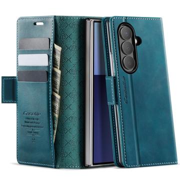 Étui portefeuille Samsung Galaxy Z Fold7 Caseme 033 en texture de veau avec blocage RFID - Vert