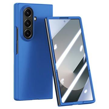 Coque Samsung Galaxy Z Flip7 en plastique avec protecteur d\'écran extérieur en verre trempé - Bleu foncé