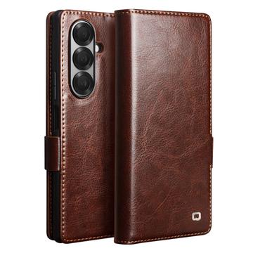 Etui Portefeuille Samsung Galaxy Z Fold7 en Cuir Qialino Classic - Marron Foncé