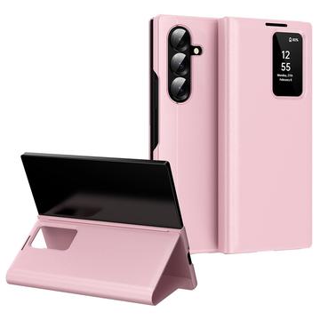 Étui à rabat Samsung Galaxy Z Fold7 Smart Clear View avec fente pour cartes - Rose