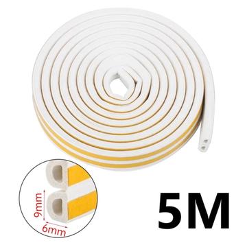 Bande d\'étanchéité EPDM auto-adhésive pour portes et fenêtres - 5m, 9x6mm - Blanc