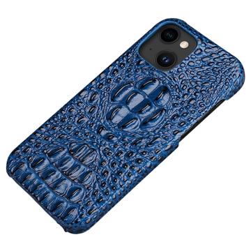 Coque iPhone 14 Plus Revêtue de Cuir Luxury Crocodile - Bleue