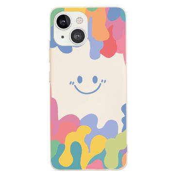 Coque iPhone 14 en Silicone Liquide - Série Smile - Beige