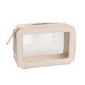 Sac de maquillage transparent à une couche Sac de cosmétique imperméable en cuir PU - Beige