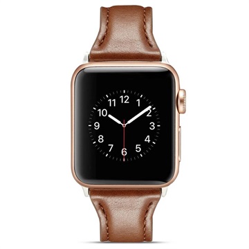 Bracelet Apple Watch Series 9/8/SE (2022)/7/SE/6/5/4/3/2/1 en Cuir Fin - 41mm/40mm/38mm - Café