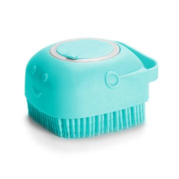 Brosse de bain souple pour chien/chat avec distributeur de shampoing