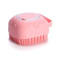 Brosse de bain souple pour chien/chat avec distributeur de shampoing - rose