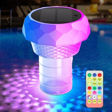 Lampe de piscine flottante à énergie solaire avec boîtier de désinfection et LED RVB