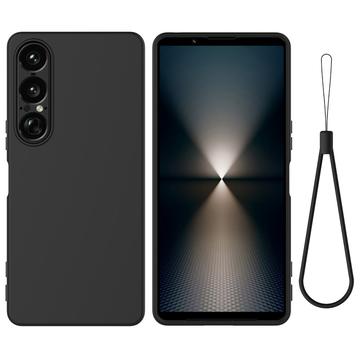 Coque Sony Xperia 1 VII en silicone liquide avec dragonne - Noire